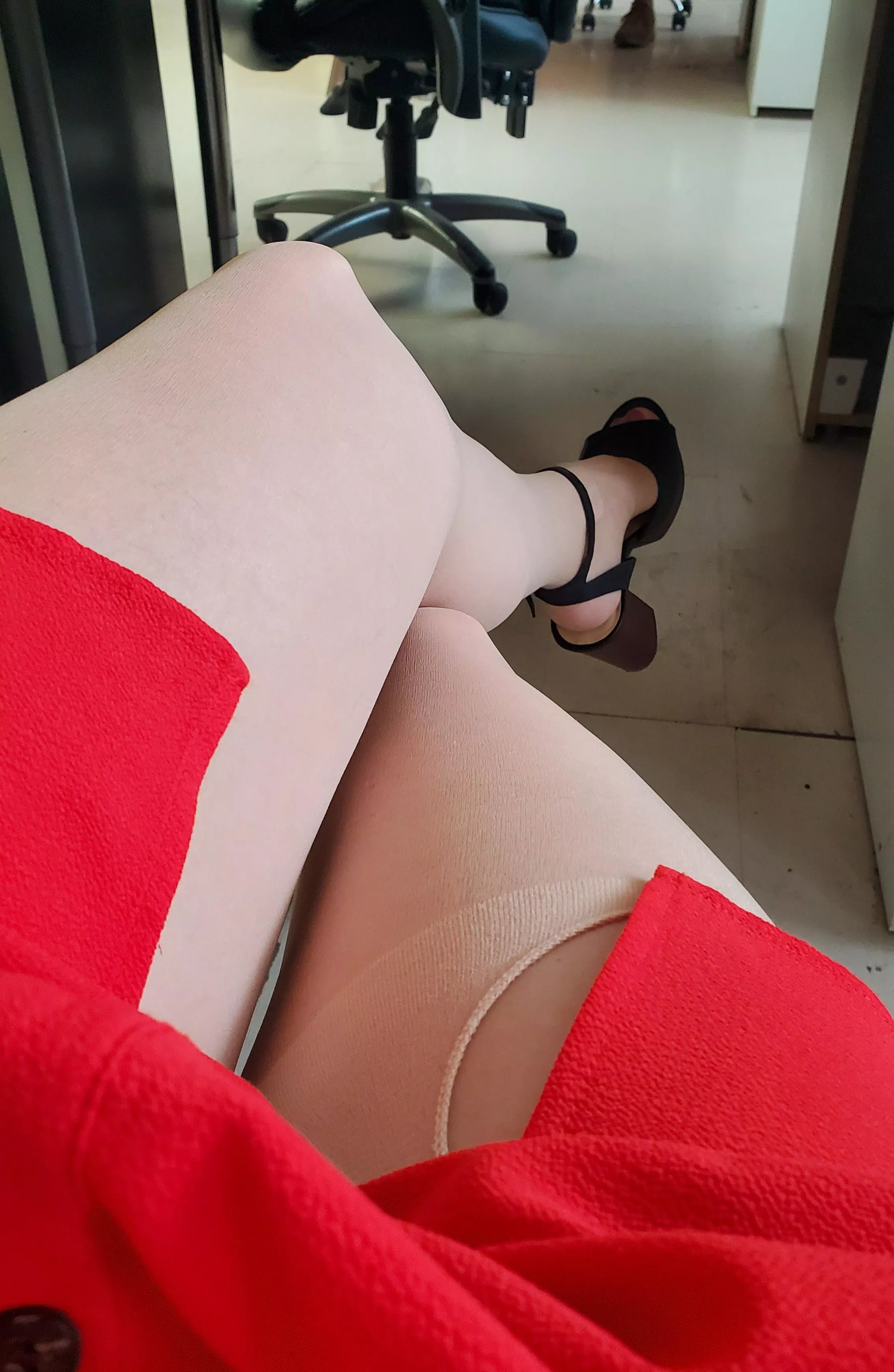 Crawl under my desk and spread them wide..