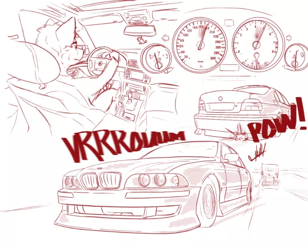 driving in my bmw (sketch) art by me
