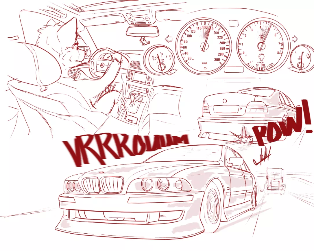 driving in my bmw (sketch) art by me