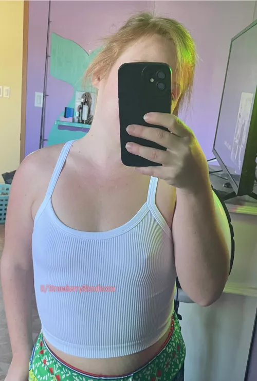 I love being braless in my new top. I love it so much I got it in purple as well.