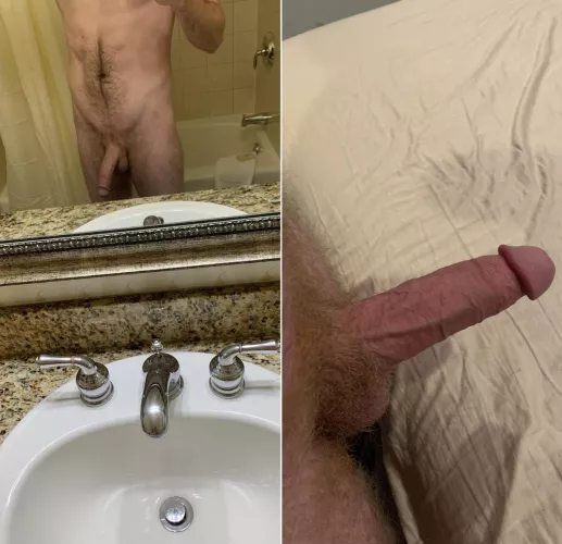 In the bathroom or on the bed? 