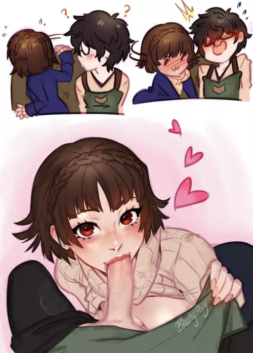 Makoto giving her boyfriend a special surprise while he's on break [BlushySpicy]