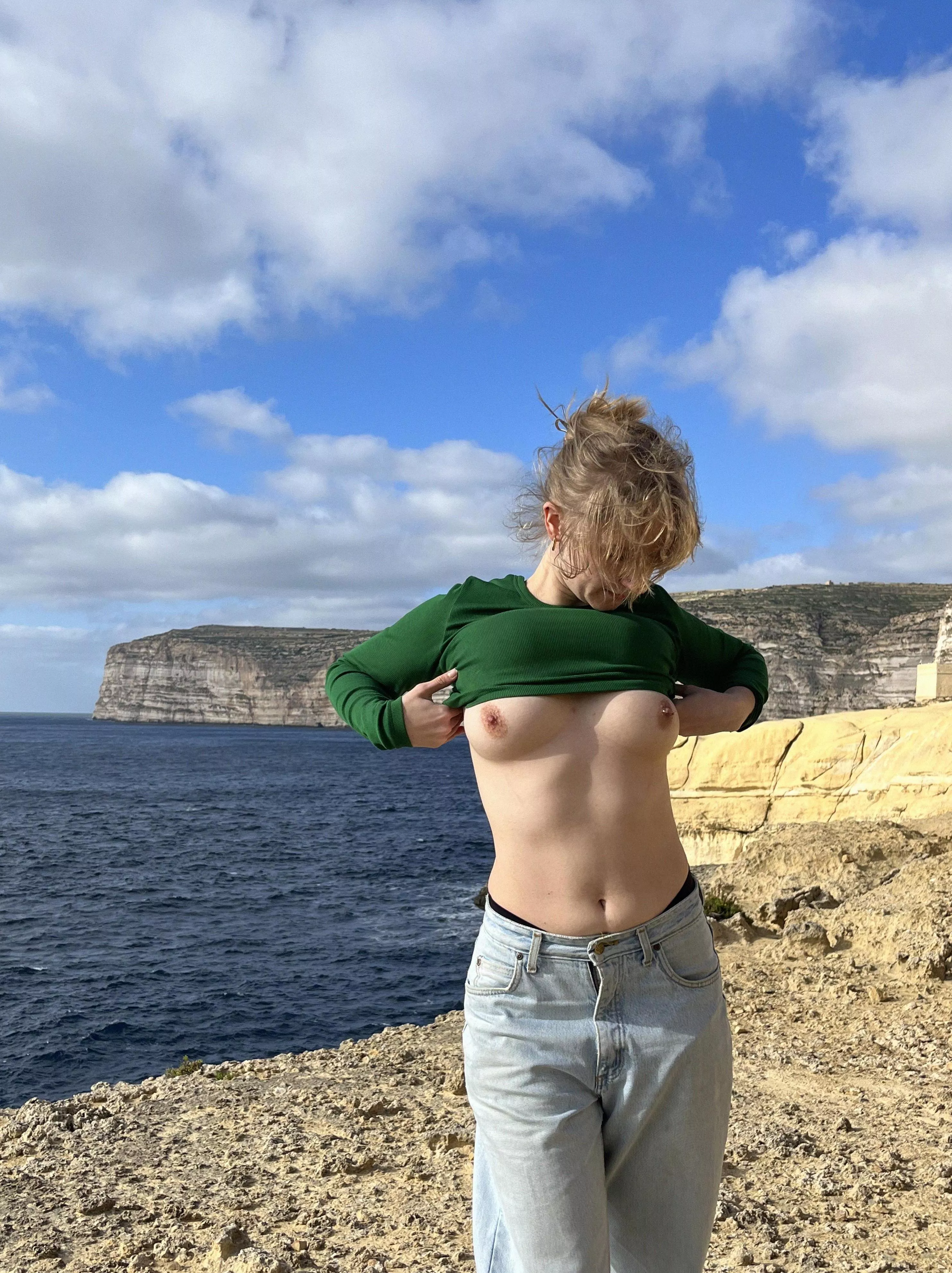 Public flash of my perky titties