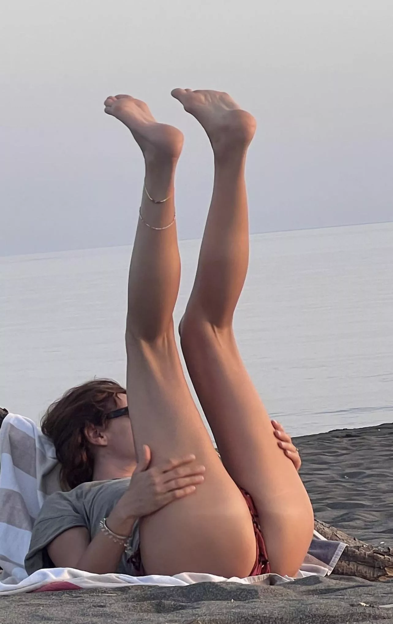 The day on the nude beach is on the end. Getting ready to leave but wife, MILF 39, likes to show what she needs. Just for them to know for the next time.  