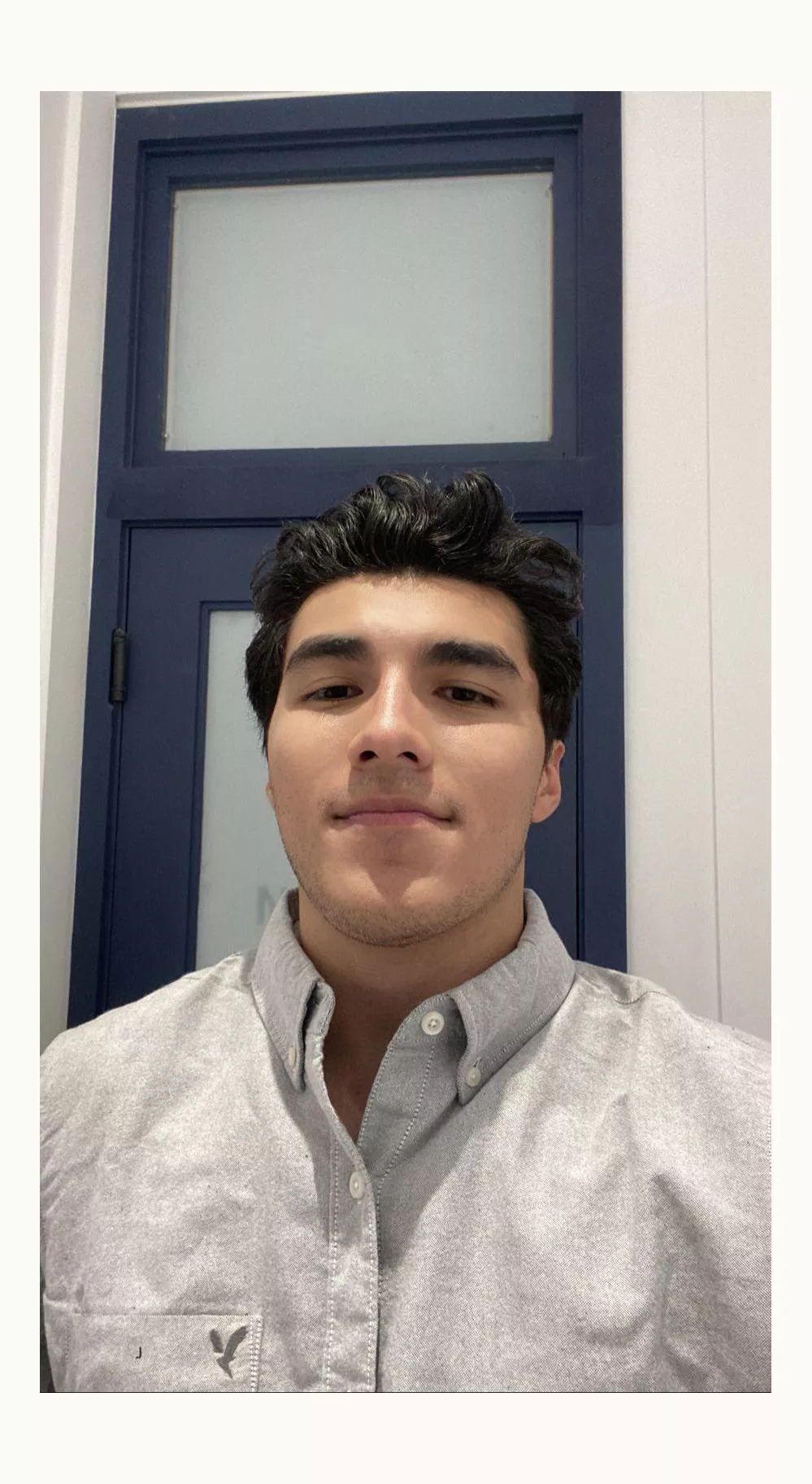 Trying on shirts for first day at work. π Trying on shirts for first day at work. π