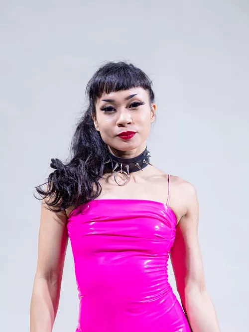 Asian Barbie In Pink Latex