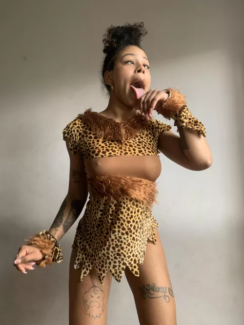 Even a wild cat likes to lick everything