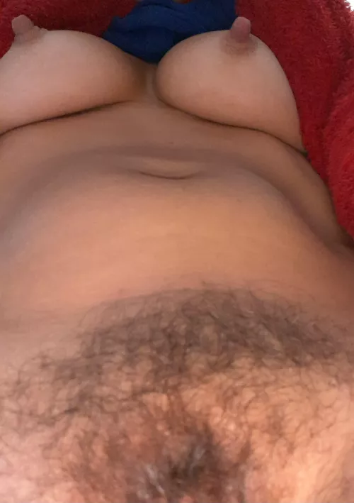 Fluffy and wet, hard and erect nipples. My whole body is hot