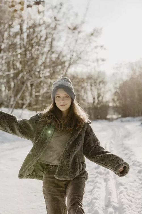 Having fun in the forest snow, bestie took this picture 