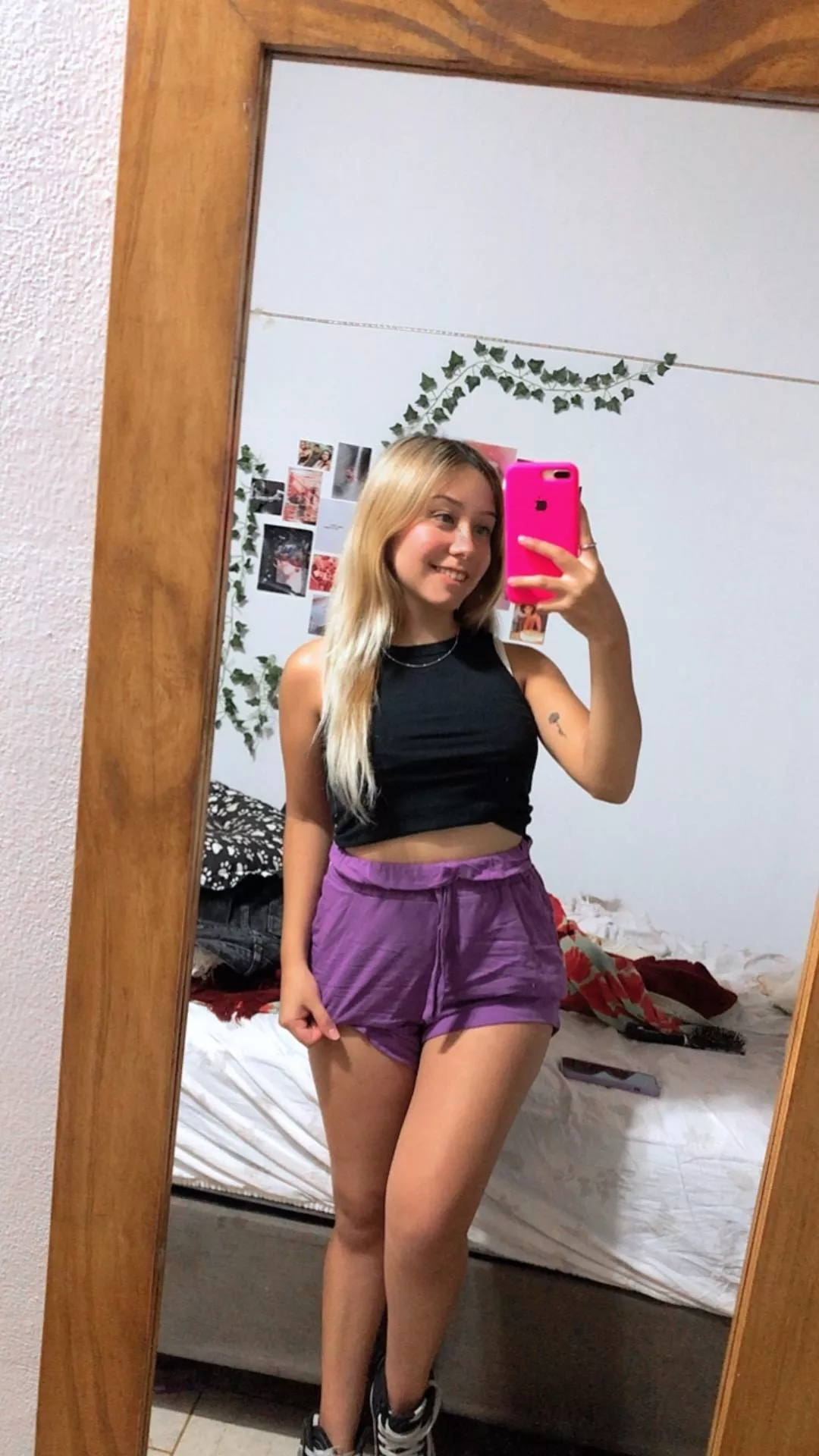 I give you 2 choices: remove my top or remove my shorts. What's your choice?