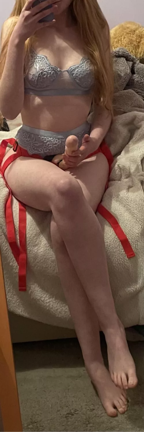 I’ll keep the lingerie on. You don’t deserve to see me naked when I peg you