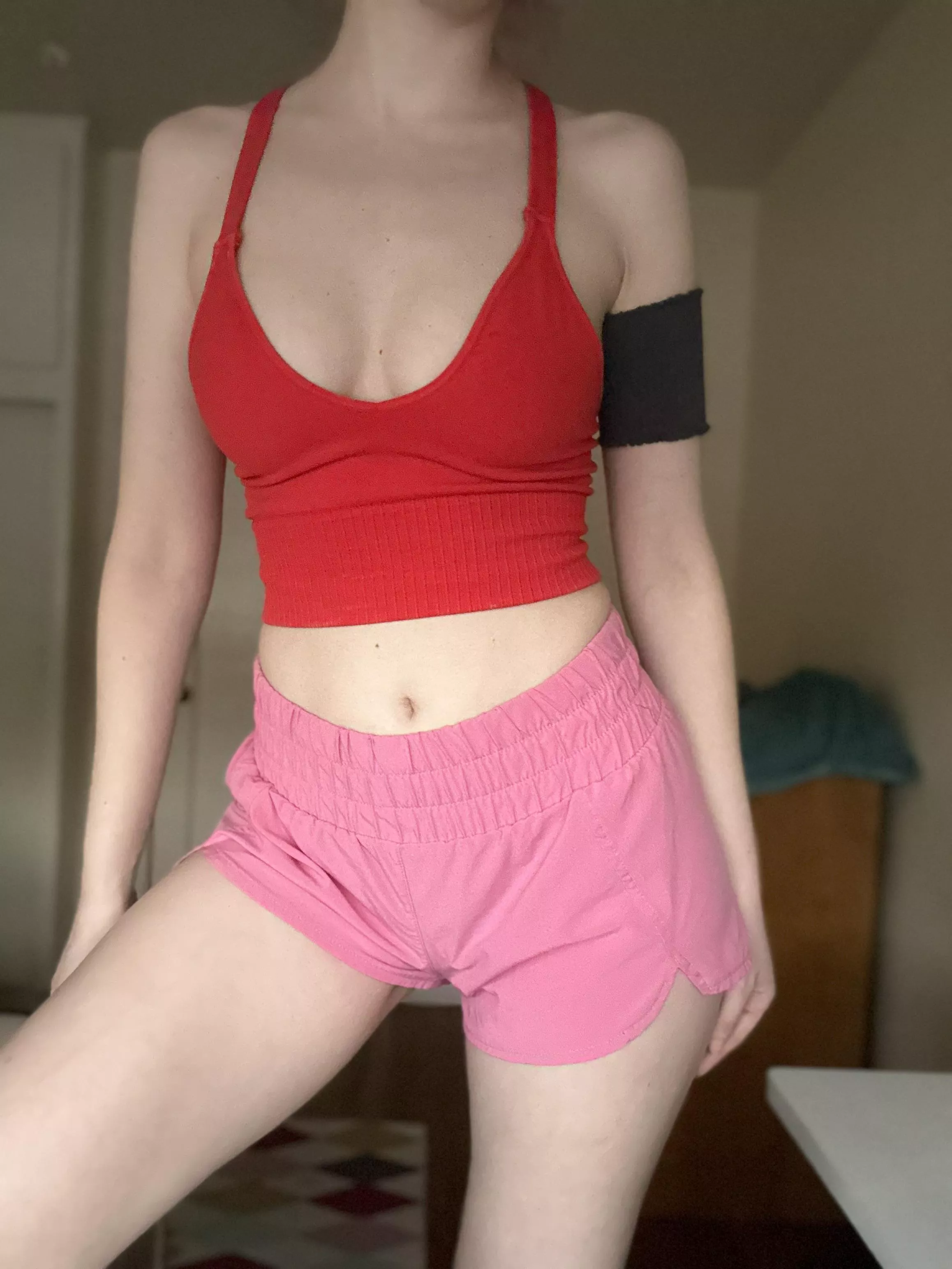 It is so hard to beat my red top. Gives me so much energy seeing myself sweat in it.