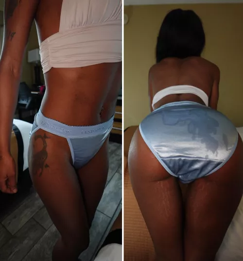 LIL BIT of nutt on my blue pantied butt