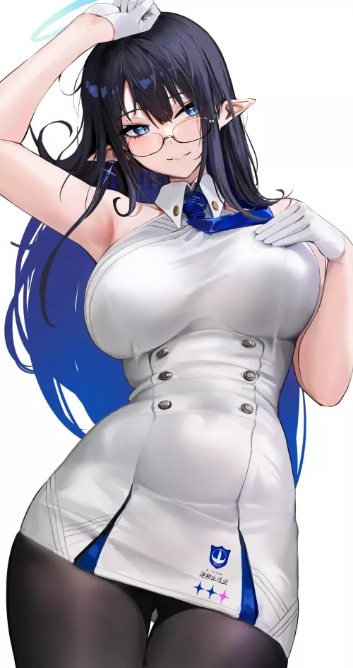 Nanakami Rin hand on chest [Blue Archive]