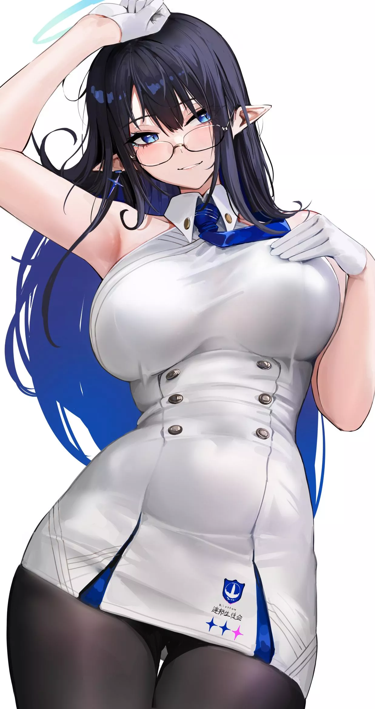 Nanakami Rin hand on chest [Blue Archive]