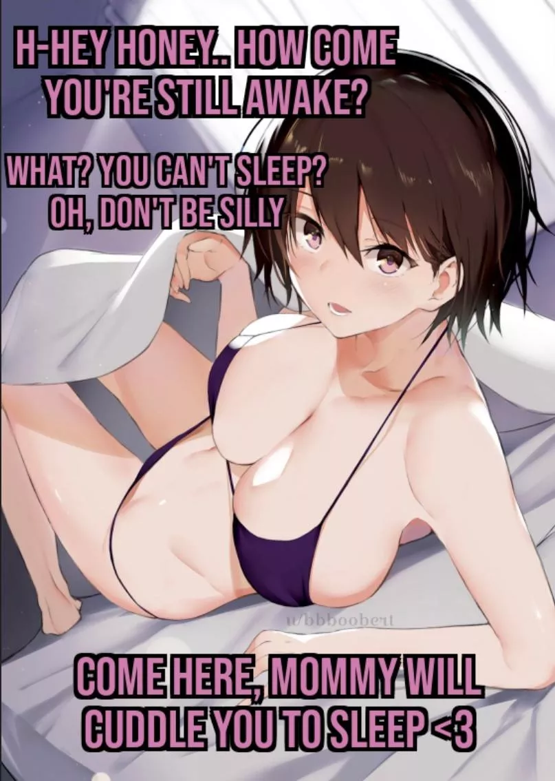 Your mommy gf offers to help you sleep. [wholesome] [loving] [mommy kink] (artist : muteki_soda) (REPOSTED BECAUSE LAST TIME THE TEXT WASN'T WELL READABLE)