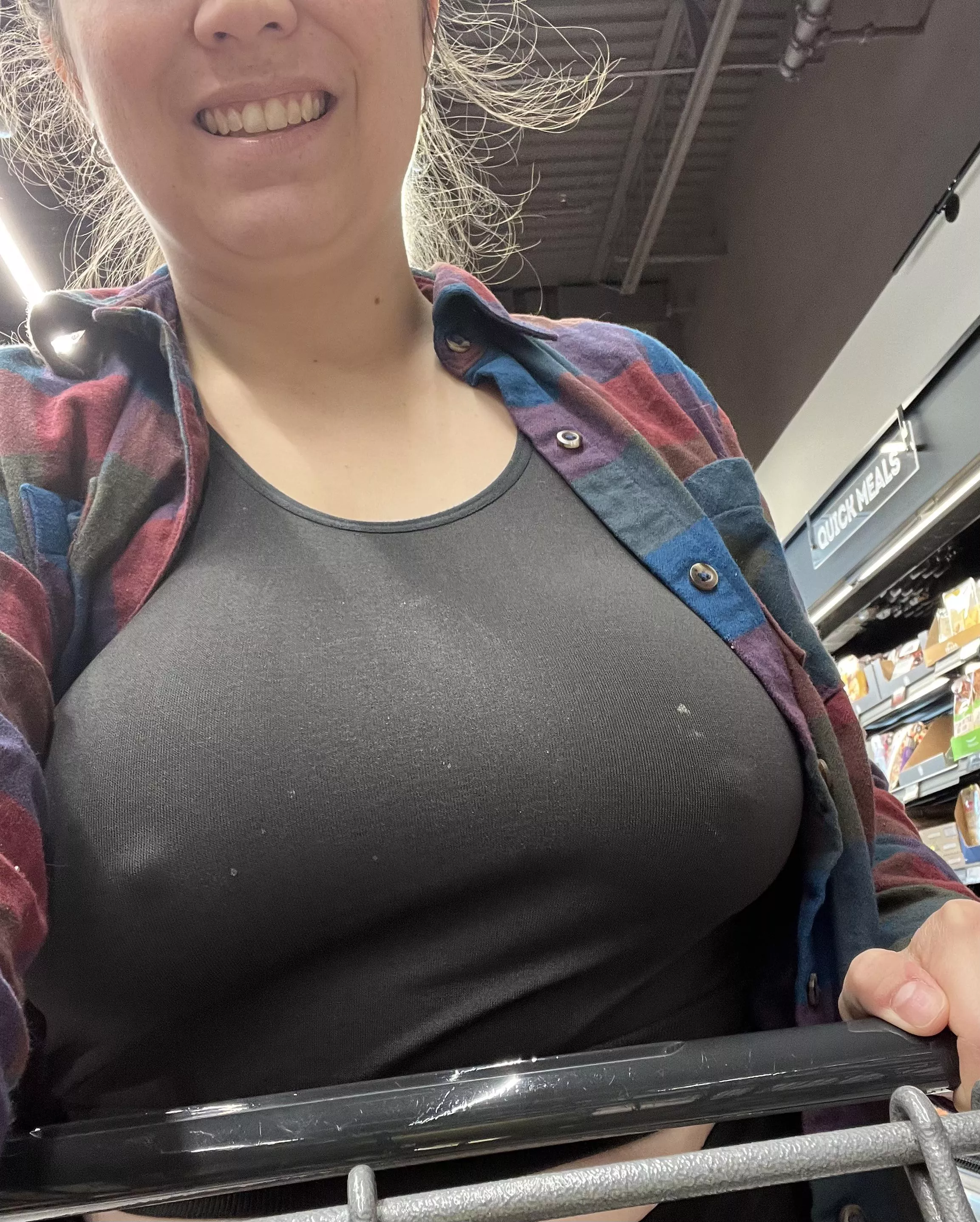 Always braless on Aldi grocery runs