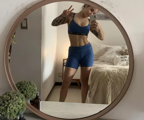 blue yoga outfit