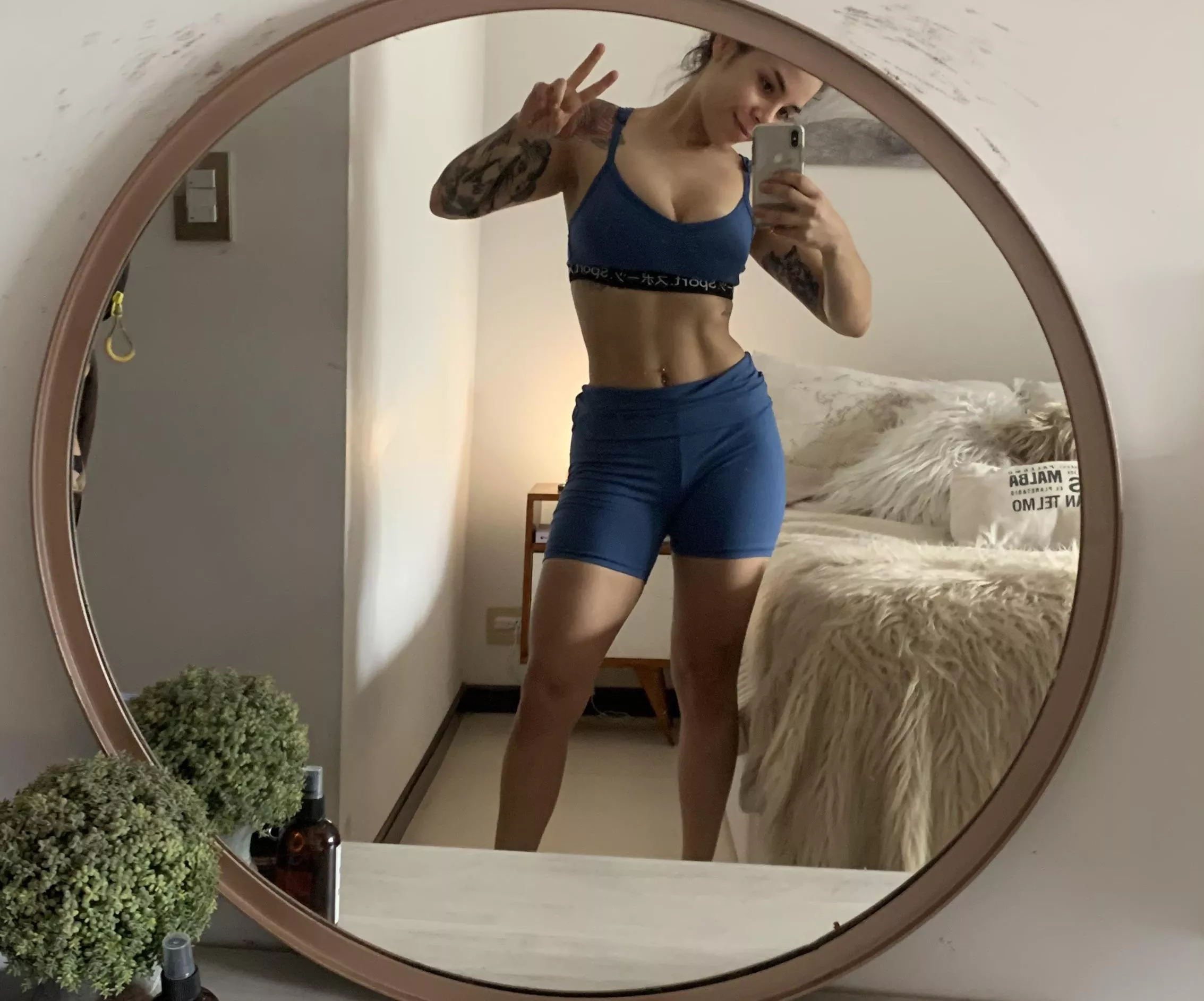 blue yoga outfit