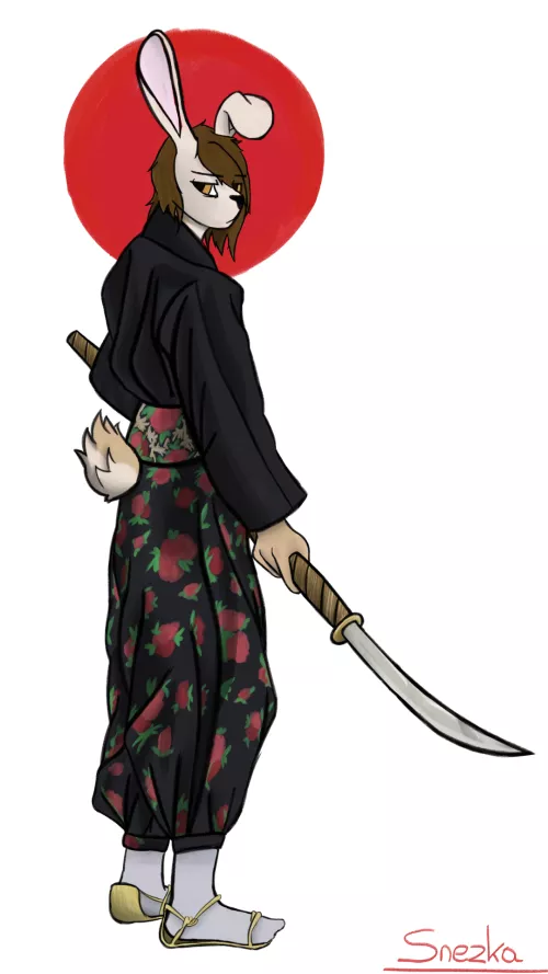 Drew my OC as a tired, down-on-his-luck Ronin samurai!