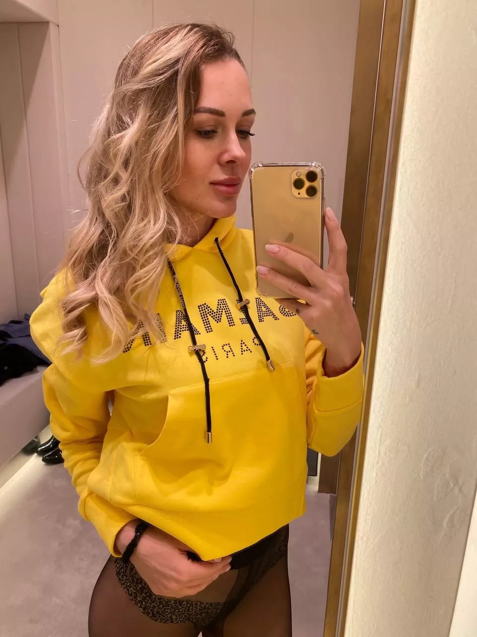 Hot leopard set under a hoodie 😈