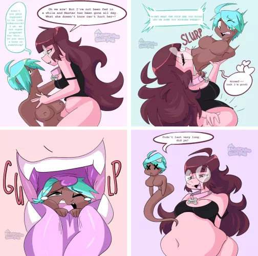 {image} pet mode camm is still dangerous (OC by anarcho slurpie) [F/F, Fatal, Digestion, Same-Size]