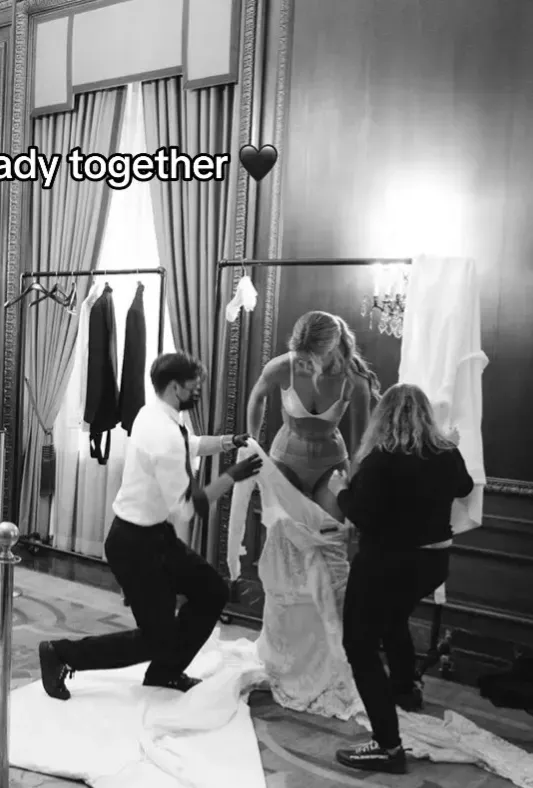 Model Kate (Bock) Love getting dressed on her wedding day via her TikTok