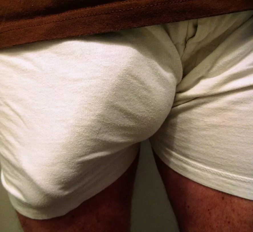 The tip almost pokes out the bottom of these briefs 😅