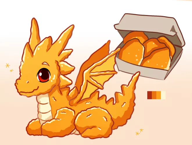 What Sauce Will You Dip The Chicken Nugget Dragon In? - Adoptable (Art and Design by Me!)