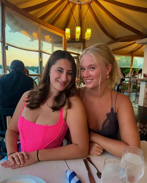 busty brunette and small blonde