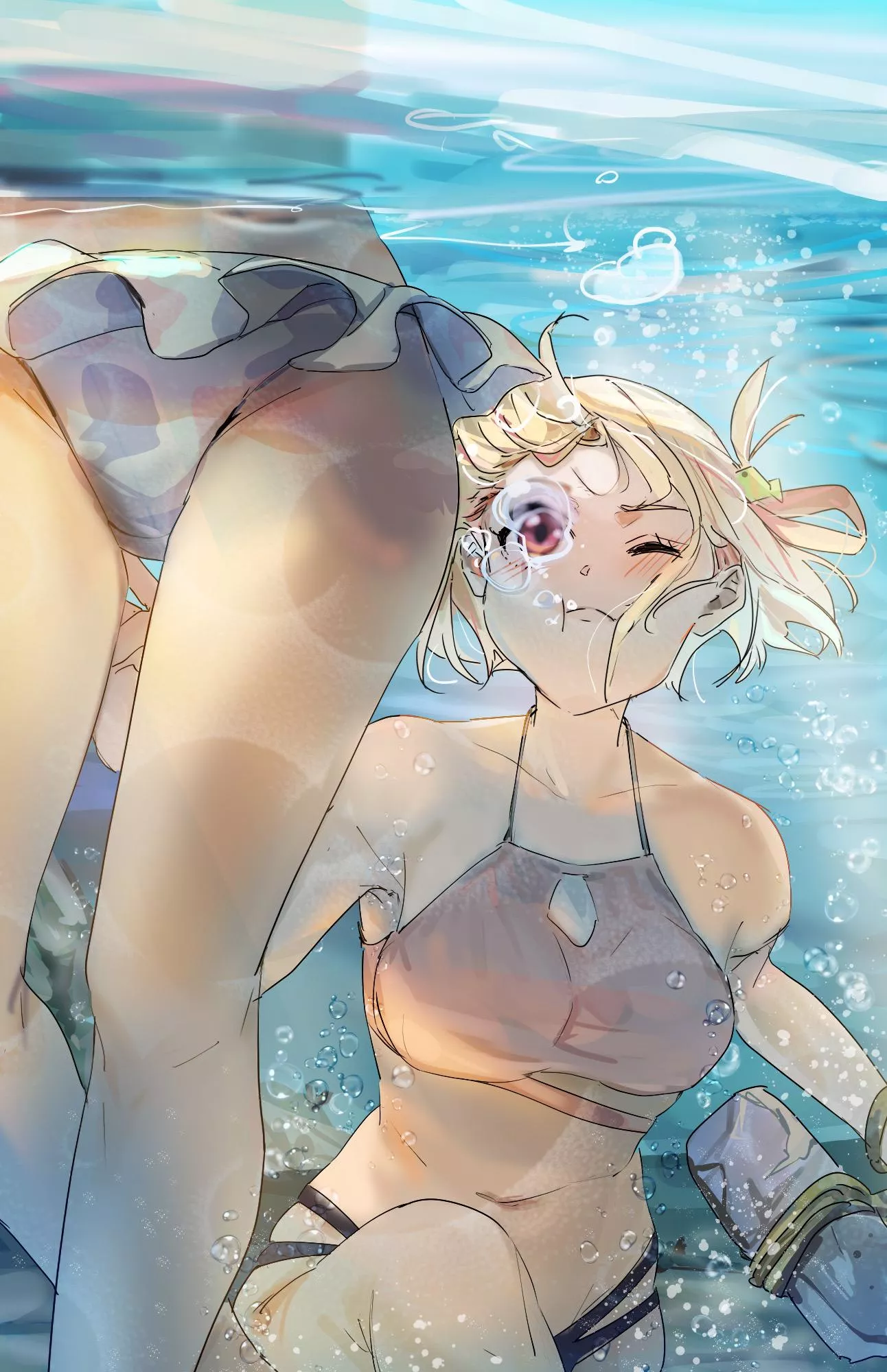 Chisato Taking A Peek At Takina Underwater (Lycoris Recoil) 