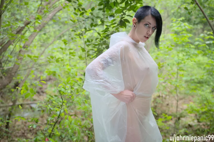 Dollar store poncho in the rain