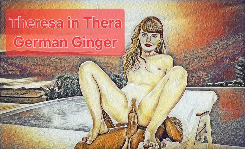 German Ginger in Greece getting stuffed