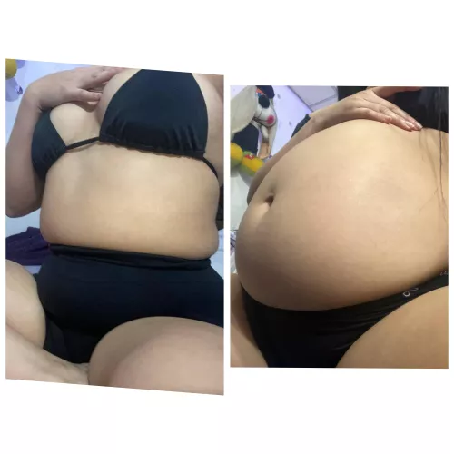 Good good friends, see this incredible change before and after 🐷 how beautiful and big my belly is, who wants to make it bigger?