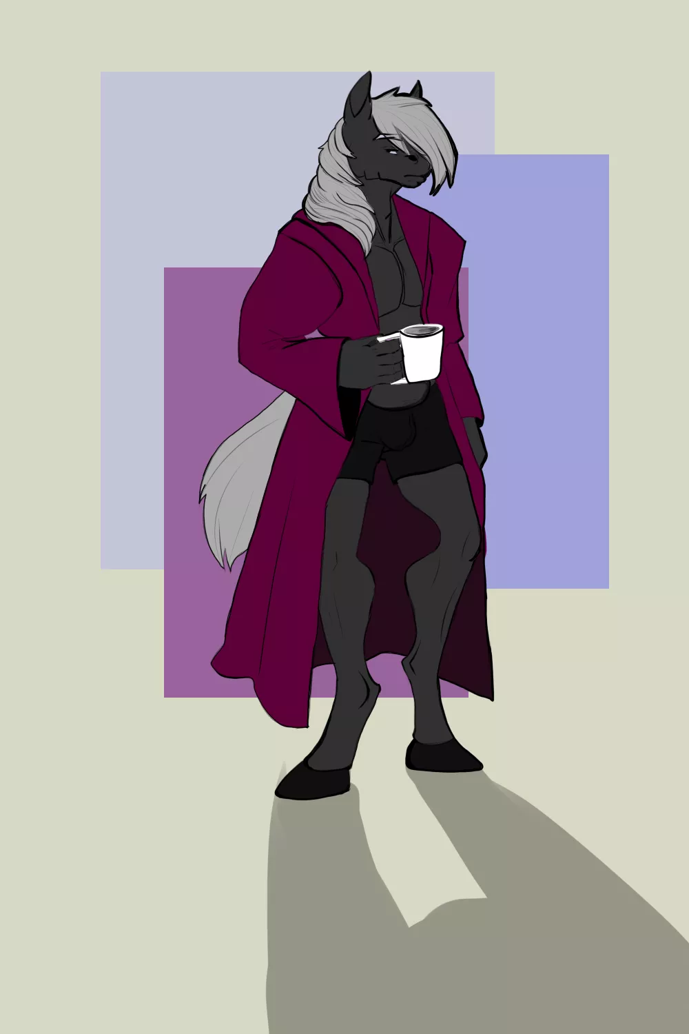 I made myself a new character, his name is Jack, he is a horse. He is 192 centimeters tall and loves cuddling, hiking and billiards. He works as a bar manager and his favorite alcoholic cocktail is Long Island).