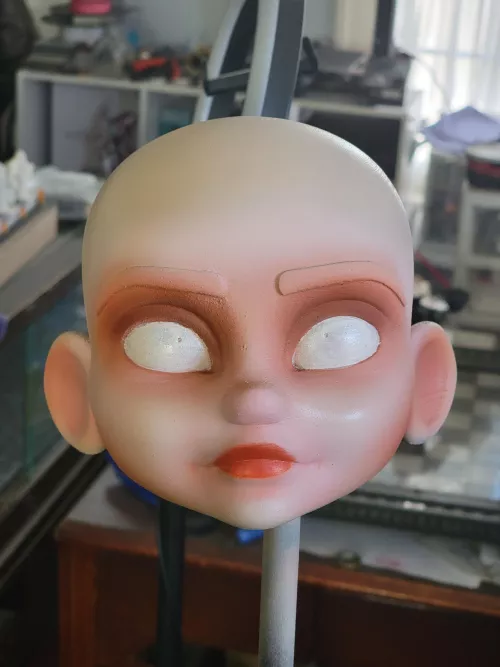 I wanted to do a Pixar Belle Delphine doll, but unfortunately printed her too small.  I decided tobtest-paint her anyway, so here's the progress so far.