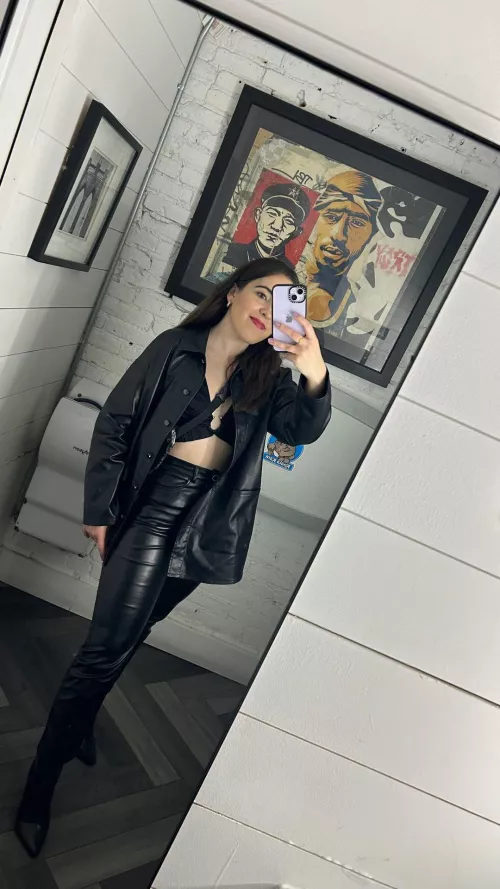Leather pants selfie 