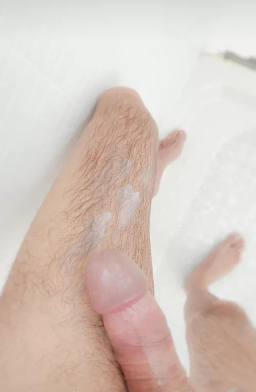 My cum on my leg...Where on your body do you want my cum?