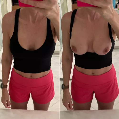 [F] Headed out for a beach run while trying to contain these 😈