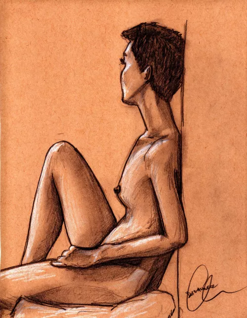 Figure Drawing from Live Model Side View