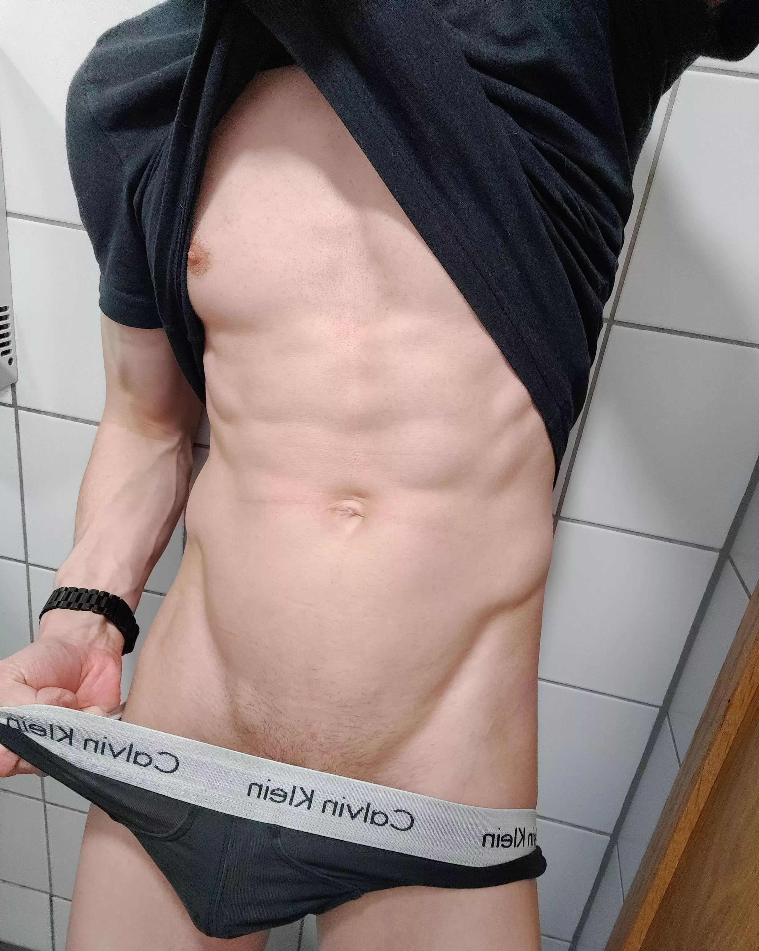 Fresh from the gym bathroom post workout