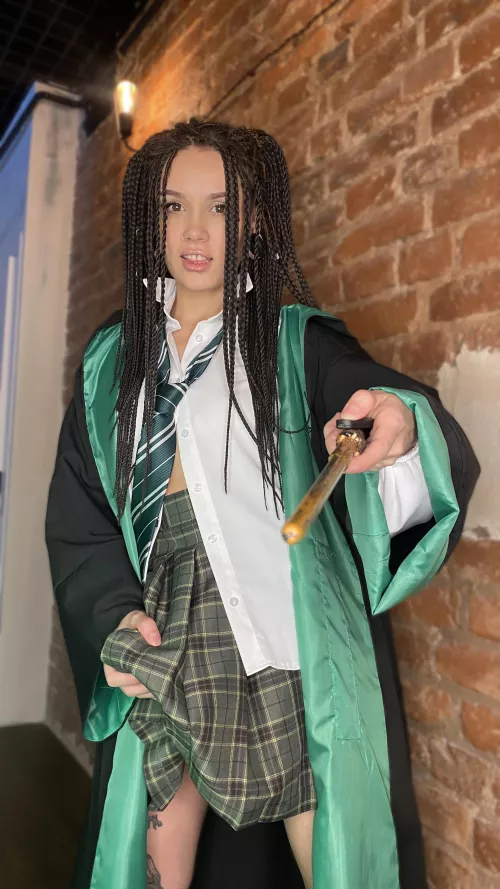 Get on your knees, Potter! I've got a wand for you to suck!