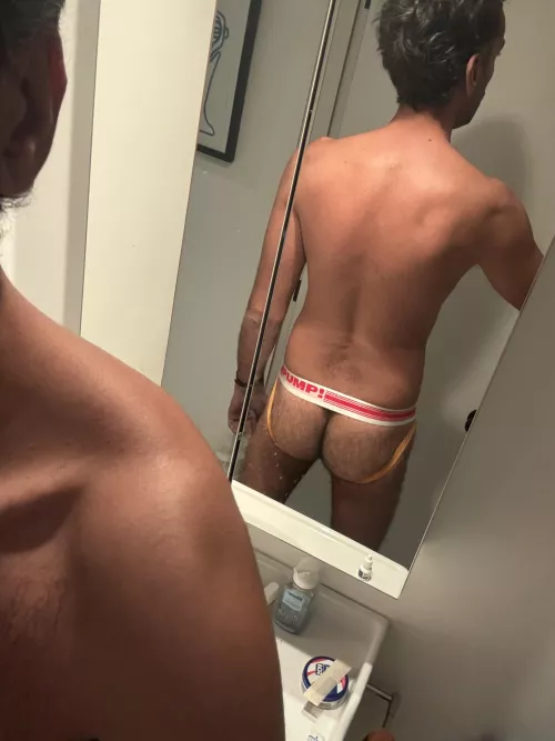 Hairy ass in jock