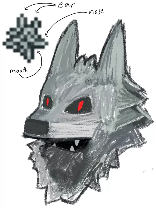 Is it me or does the cobweb item sprite from Terraria kind of looks like a furry for some reason? (messy rendition sketch by me)
