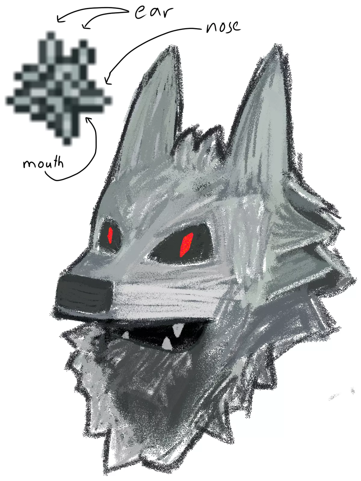 Is it me or does the cobweb item sprite from Terraria kind of looks like a furry for some reason? (messy rendition sketch by me)