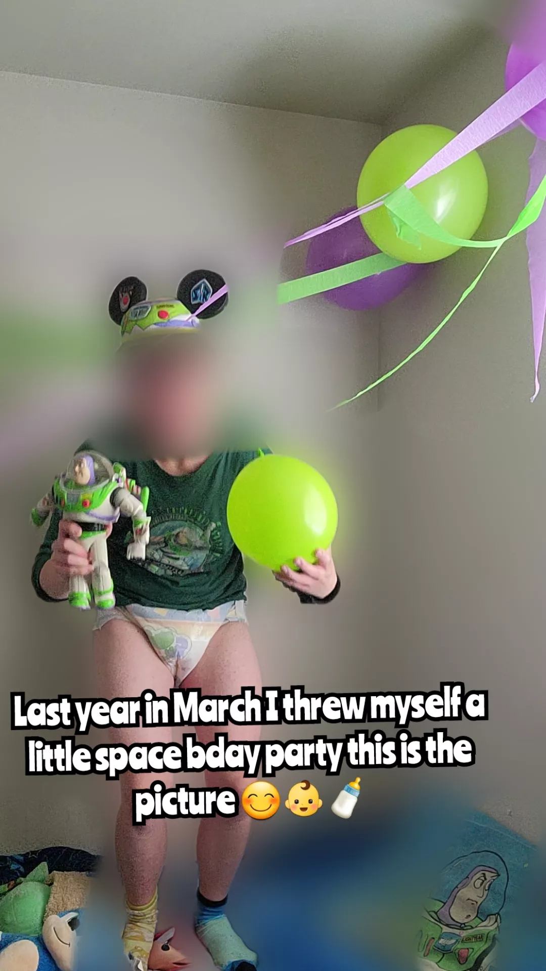Last year I threw myself a Buzz Lightyear birthday party in my room 😊, anyone else do this kind of thing ? This year I'm doing it again but bluey themed 😁👶🏻🍼!