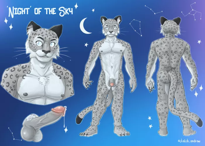 Sharing a furry reference sheet commission I did (artist Me @sketch_andrew on X)