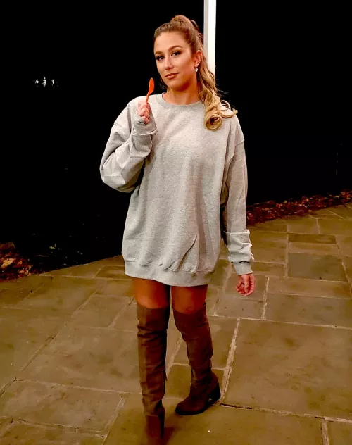 Sweatshirt and boots on the patio