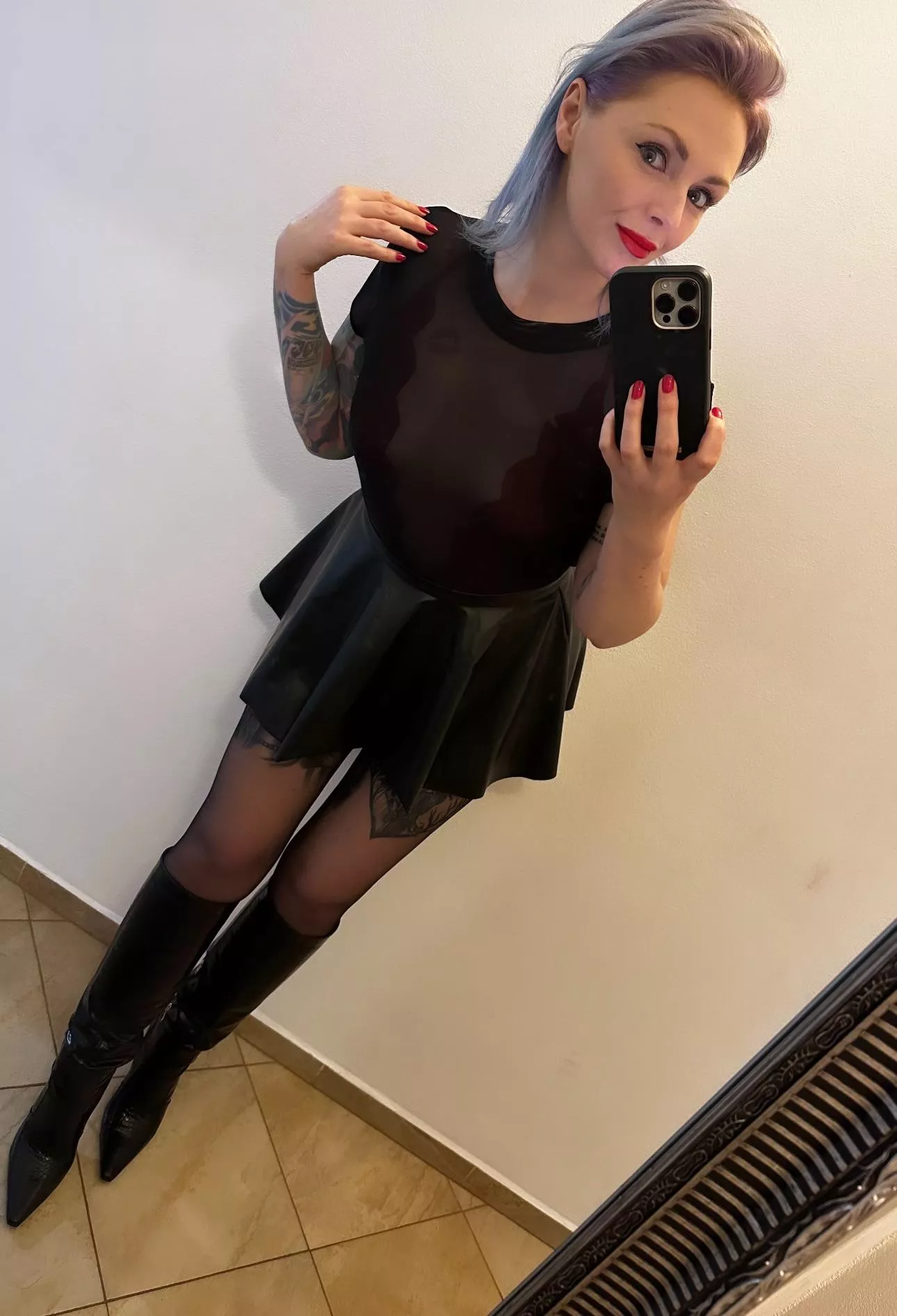 Always feeling cute in knee high leather boots 