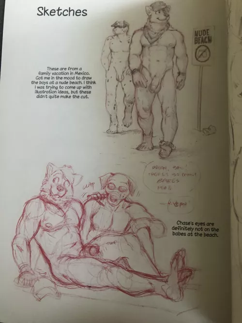 Beach sketches by Meesh (from the “Liquid Courage” physical comic)